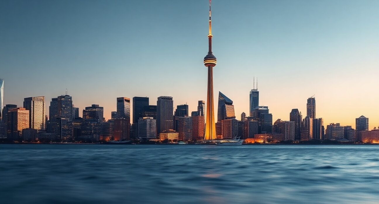 Toronto skyline at dusk representing Canadian investment activity in June 2024