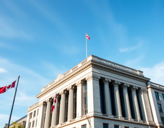 Bank of Canada building in Ottawa on a sunny day, representing economic data and GDP analysis.