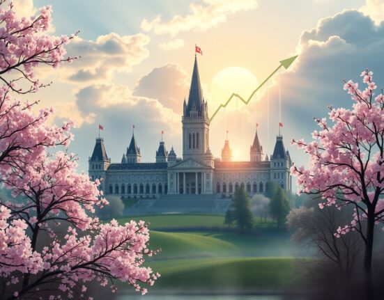 Canada GDP analysis showing economic contraction and recovery forecast with Parliament Hill backdrop