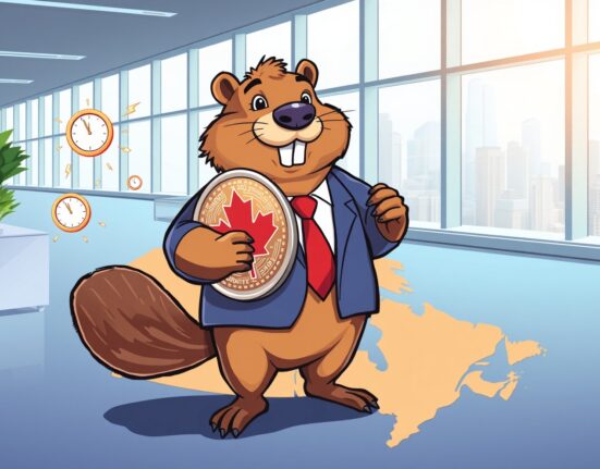 Cartoon illustration of Canada's stablecoin regulations enabling faster digital payments.