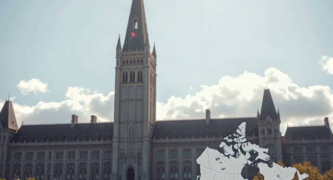 Canadian Parliament Buildings in Ottawa under a clear sky, representing the nation's economic outlook amid tariff changes.