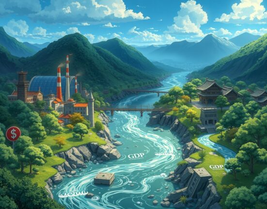 Visual representation of Canada's economic growth gap with the United States showing