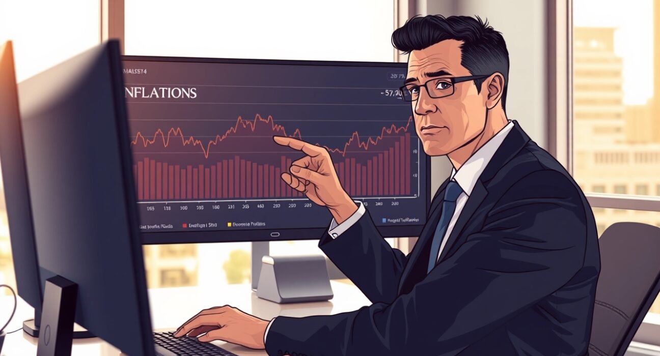 Financial analyst examining Canadian CPI inflation data charts for Bank of Canada policy implications