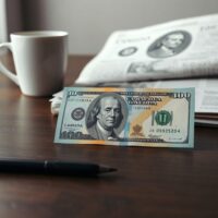 Canadian dollar and US dollar banknotes on a desk, representing forex analysis and Bank of Canada policy impact.