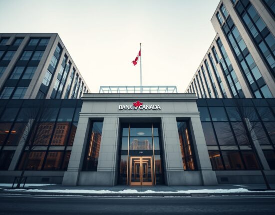 Bank of Canada building in Ottawa on a clear winter morning