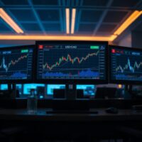 Forex trading monitors displaying bullish USD/CAD price chart near 1.3900 level
