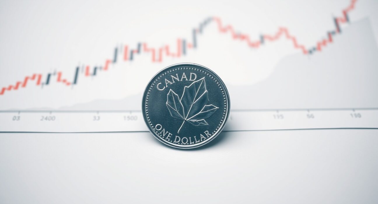 Canadian Dollar coin on financial chart analyzing ceasefire rally sustainability in currency markets.