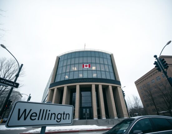 Bank of Canada building in Ottawa on a cloudy winter day, representing monetary policy and inflation concerns.