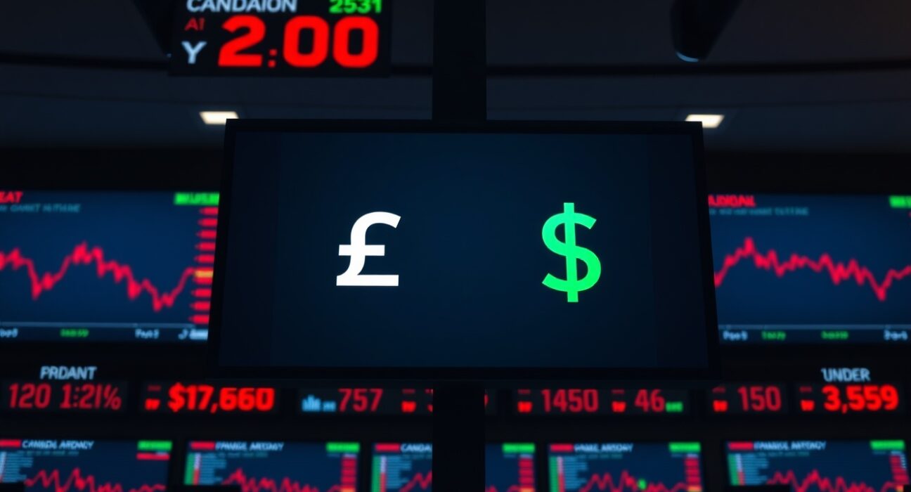 Forex trading screen showing declining Canadian dollar against rising US dollar amid inflation data miss