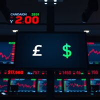 Forex trading screen showing declining Canadian dollar against rising US dollar amid inflation data miss