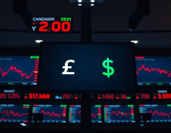 Forex trading screen showing declining Canadian dollar against rising US dollar amid inflation data miss
