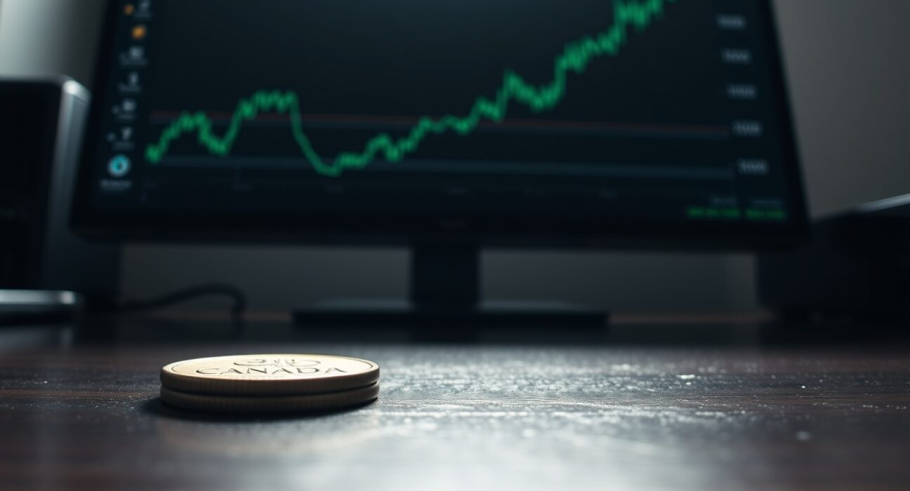 Canadian Dollar coin with forex chart in background representing market recovery ahead of Retail Sales data.