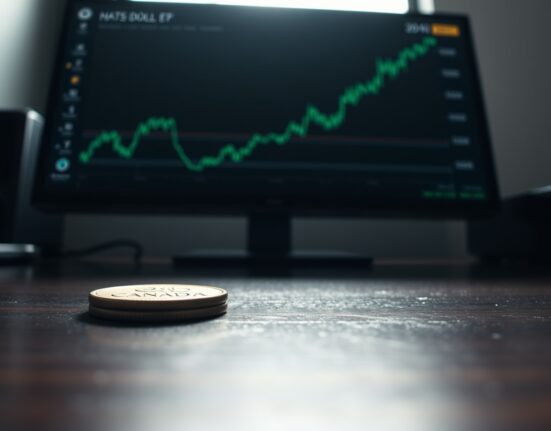 Canadian Dollar coin with forex chart in background representing market recovery ahead of Retail Sales data.