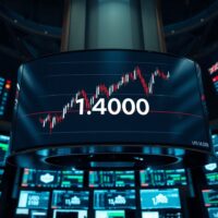 Trading screen showing USD/CAD currency pair chart with price level at 1.4000