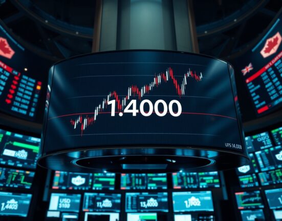 Trading screen showing USD/CAD currency pair chart with price level at 1.4000
