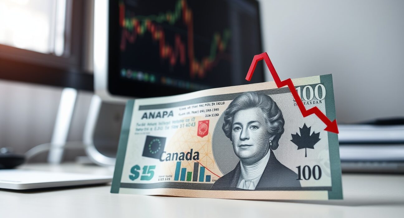 Canadian dollar banknote with economic chart overlay indicating soft CPI data