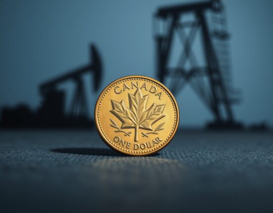 Canadian dollar coin representing currency stability amid rising oil prices and Middle East tensions.
