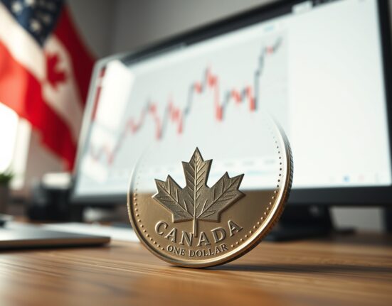 Canadian dollar coin representing currency strength after Trump suspends US military actions.