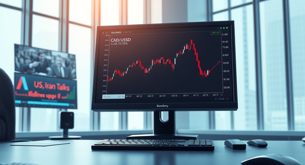Forex chart showing Canadian Dollar strengthening against US Dollar amid geopolitical news.