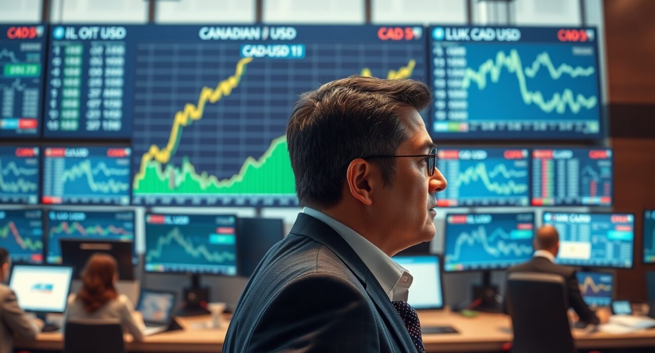 Canadian dollar surges against US dollar as Trump's policy speech impacts oil markets and currency trading in 2025.