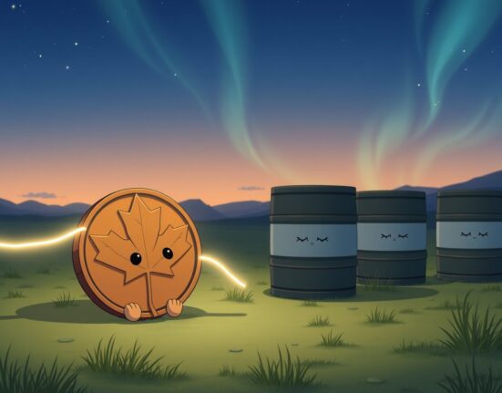 Canadian Dollar weakens against US Dollar due to lower inflation and falling crude oil prices impacting the economy.