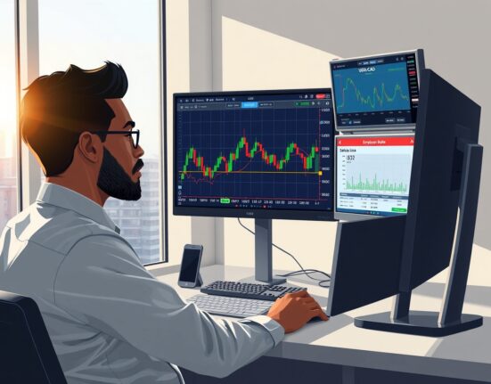 Forex trader analyzing Canadian employment data impact on USD/CAD currency pair charts
