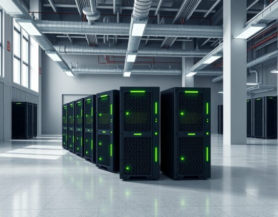 Cango's industrial Bitcoin mining operation with Bitmain Antminer hardware in a data center.