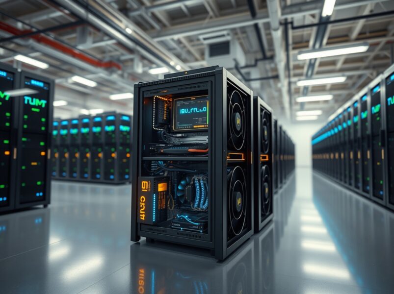Industrial Bitcoin mining data center representing Cango's costly operational transition.