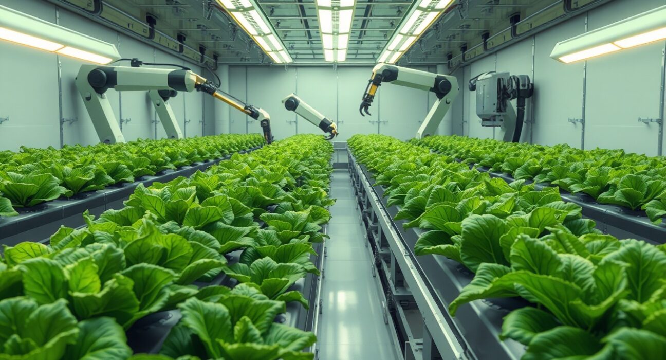 Canopii's autonomous indoor farming system growing fresh produce in a robotic greenhouse