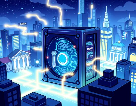 A vibrant cartoon illustration symbolizing the secure, institutional adoption of the Canton Network blockchain.
