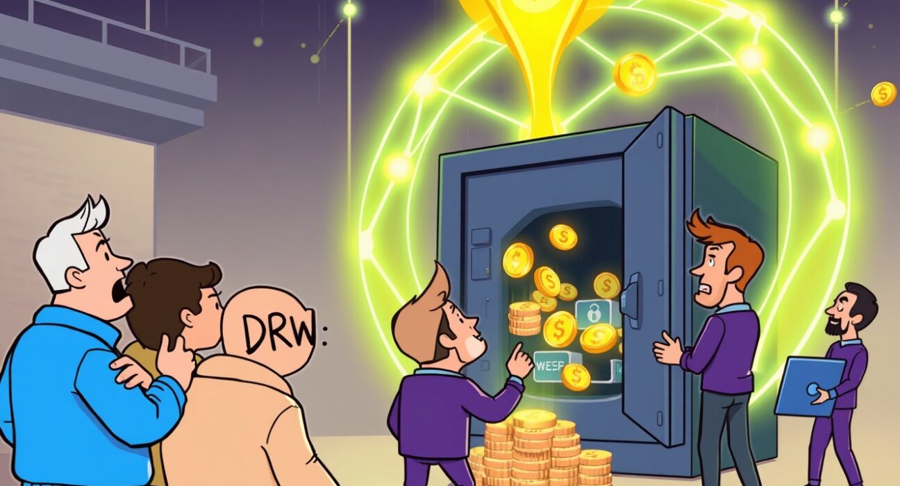 Illustrating DRW's leadership in the strategic $500M raise for the Canton Network treasury, symbolizing secure blockchain investment.