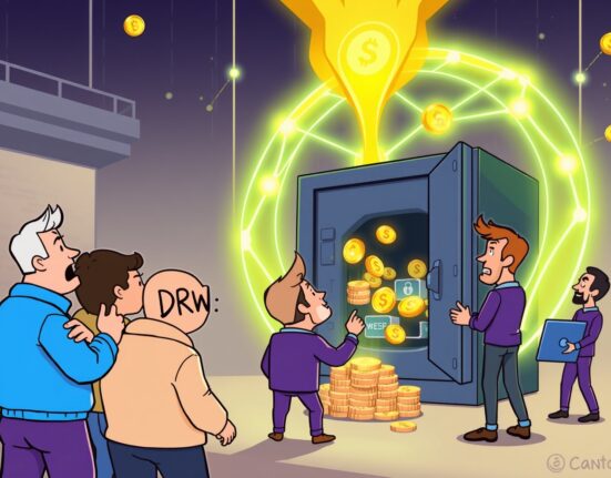 Illustrating DRW's leadership in the strategic $500M raise for the Canton Network treasury, symbolizing secure blockchain investment.