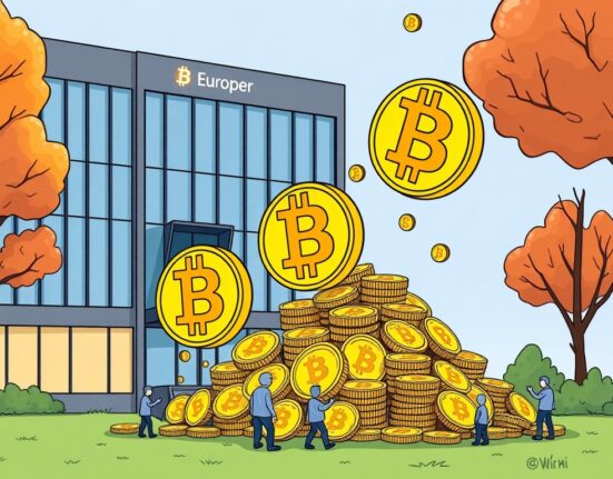 A cartoon illustration showing Capital B's strategic Bitcoin acquisition, increasing their corporate BTC holdings significantly.