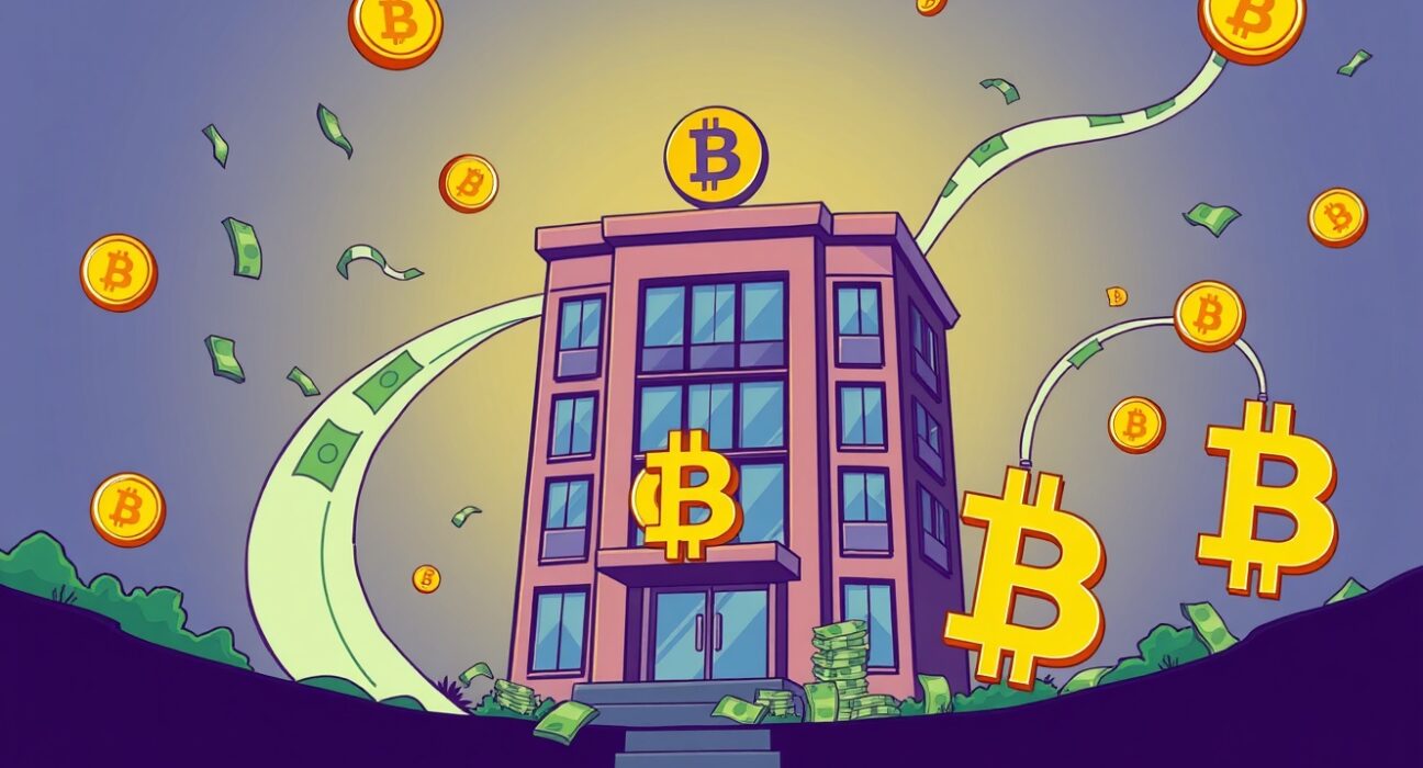 A cartoon illustration symbolizing Capital B's significant Capital B Bitcoin investment and its impact on the cryptocurrency market.