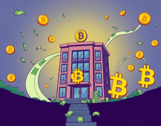 A cartoon illustration symbolizing Capital B's significant Capital B Bitcoin investment and its impact on the cryptocurrency market.