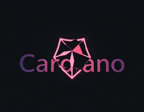 Cardano logo cracked and dimly lit against a dark background symbolizing price drop and ecosystem failures
