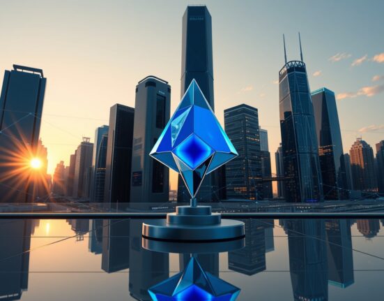 Cardano ADA price prediction for 2026 to 2030, showing a futuristic cityscape with the ADA logo.