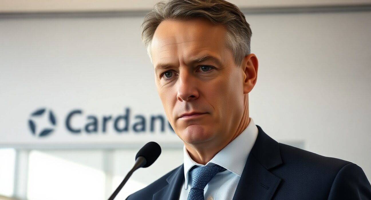 Cardano Foundation CEO Frederik Gregaard speaking at a press conference