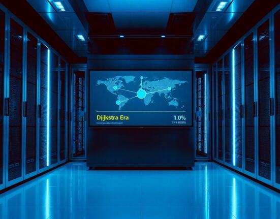 Cardano Dijkstra hard fork roadmap displayed on a digital screen in a modern server room