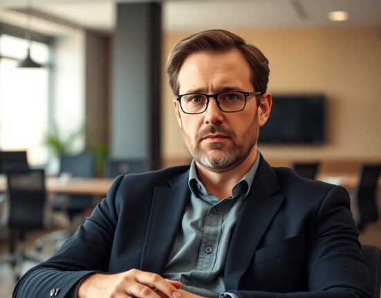 Cardano founder Charles Hoskinson in a professional interview setting discussing cryptocurrency regulation