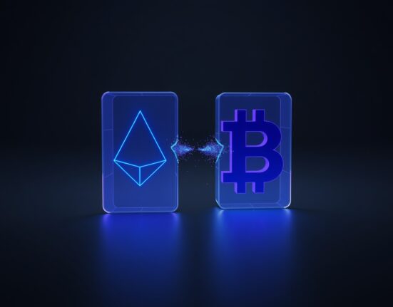 Symbolic representation of Cardano and Midnight blockchain separation showing one-way asset flow conflict.