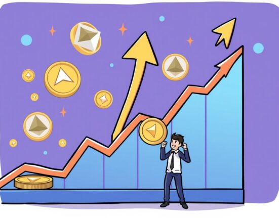 A chart illustrating a Cardano price breakout with an upward arrow, signifying the ADA price target potential.