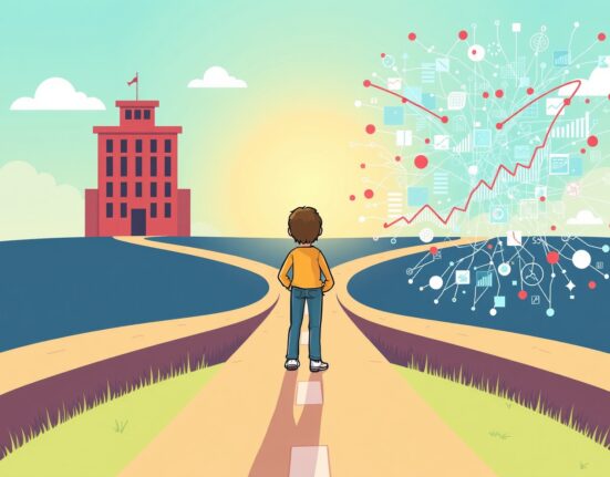 Cartoon illustration symbolizing Caroline Ellison's transition from prison to a halfway house after the FTX scandal.