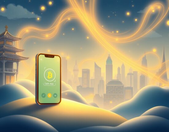 Illustration of Cash App's new fee-free strategy for recurring and large Bitcoin purchases, symbolizing accessible crypto investment.