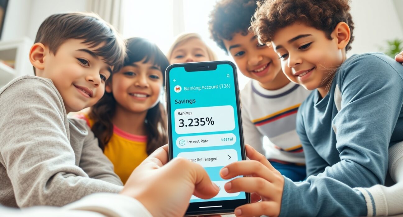 Children learning about savings with a parent using Cash App's new youth banking feature on a smartphone.