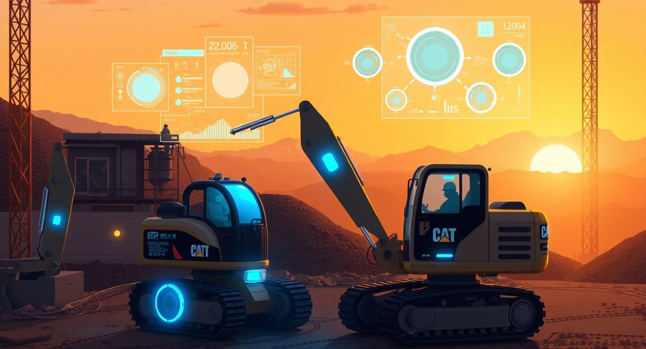 Caterpillar construction equipment using Nvidia AI for real-time job site intelligence and automation