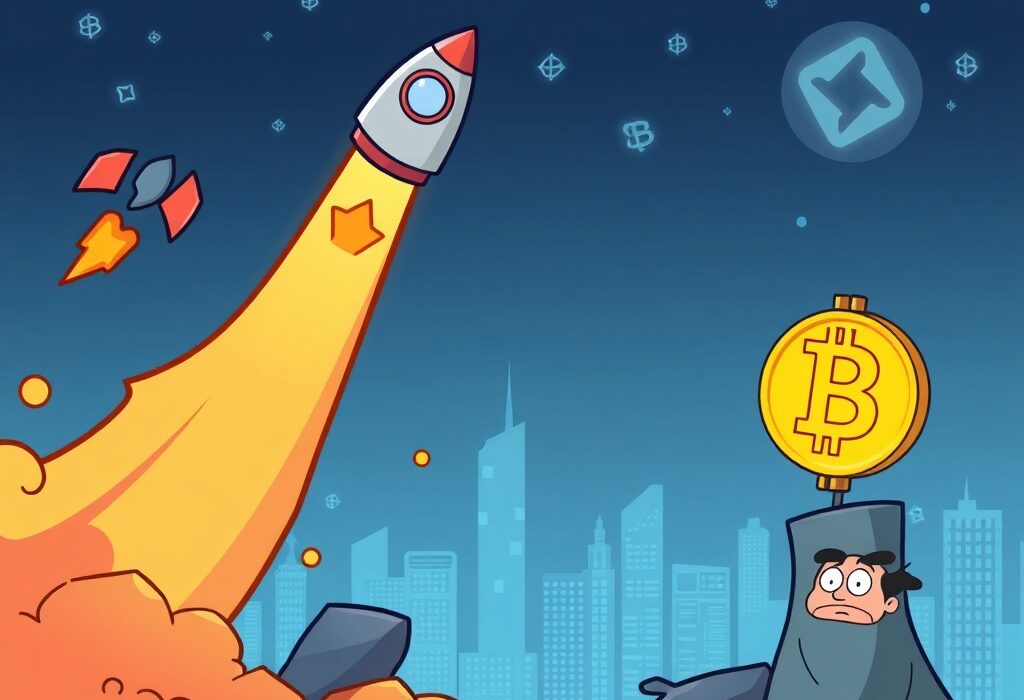 A cartoon illustration showing cbBTC's rapid growth contrasted with wBTC's decline, symbolizing the shifting landscape for synthetic Bitcoin products in DeFi.