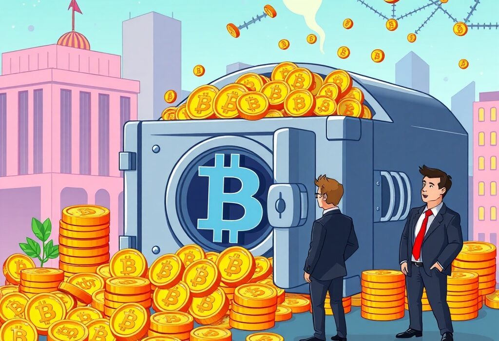 A cartoon illustration showing a large influx of funds into a digital treasury, symbolizing CEA Industries' significant BNB acquisitions.