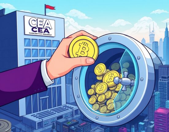 A cartoon illustration depicting CEA Industry's strategic BNB purchase, symbolizing significant institutional investment in digital assets.