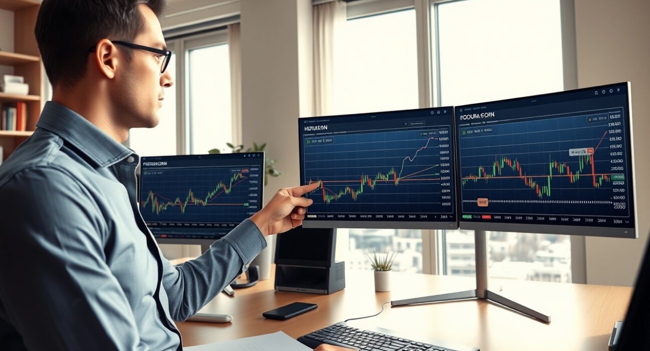 Financial analyst examining CEE currency charts showing Hungary's forint outlook versus Romanian leu and Czech koruna stability